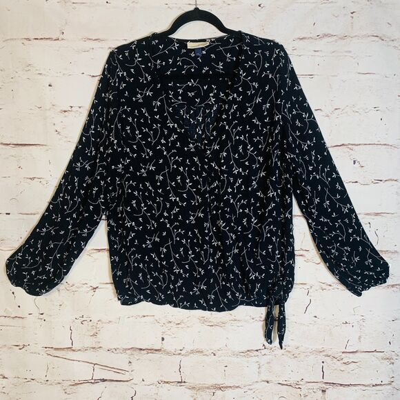 Universal Thread XXL Wrap Floral Tie Hem Long Sleeve Boho Cottagecore Blouse Top - Picture 3 of 7